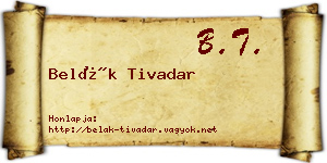 Belák Tivadar névjegykártya